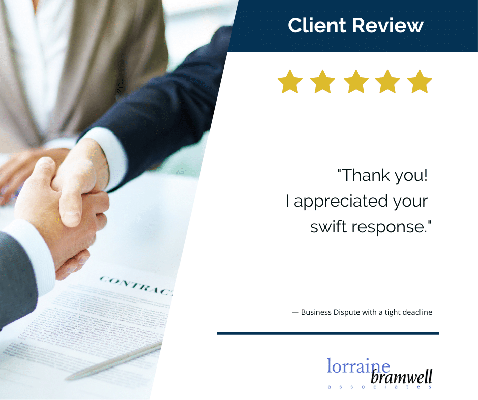 Photo By Lorraine Bramwell Associates: Handshake in agreement. Context: Mediation Client review